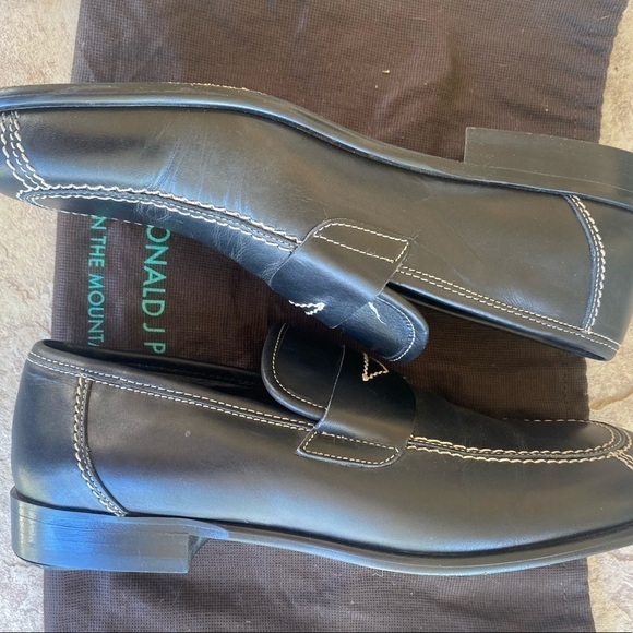 Vintage Donald J Plainer Men\'s Black Leather Penny Loafers‎ Slip On Size 7M main image 10